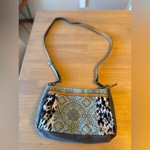 Nice MYRA Western Leather Trim, MANDALA Design & Cowhide CROSSBODY Bag Purse